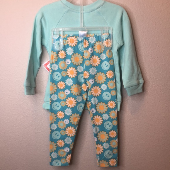 Light teal and turquoise Emoji daisy tie side legging set size 18 months - Picture 3 of 3